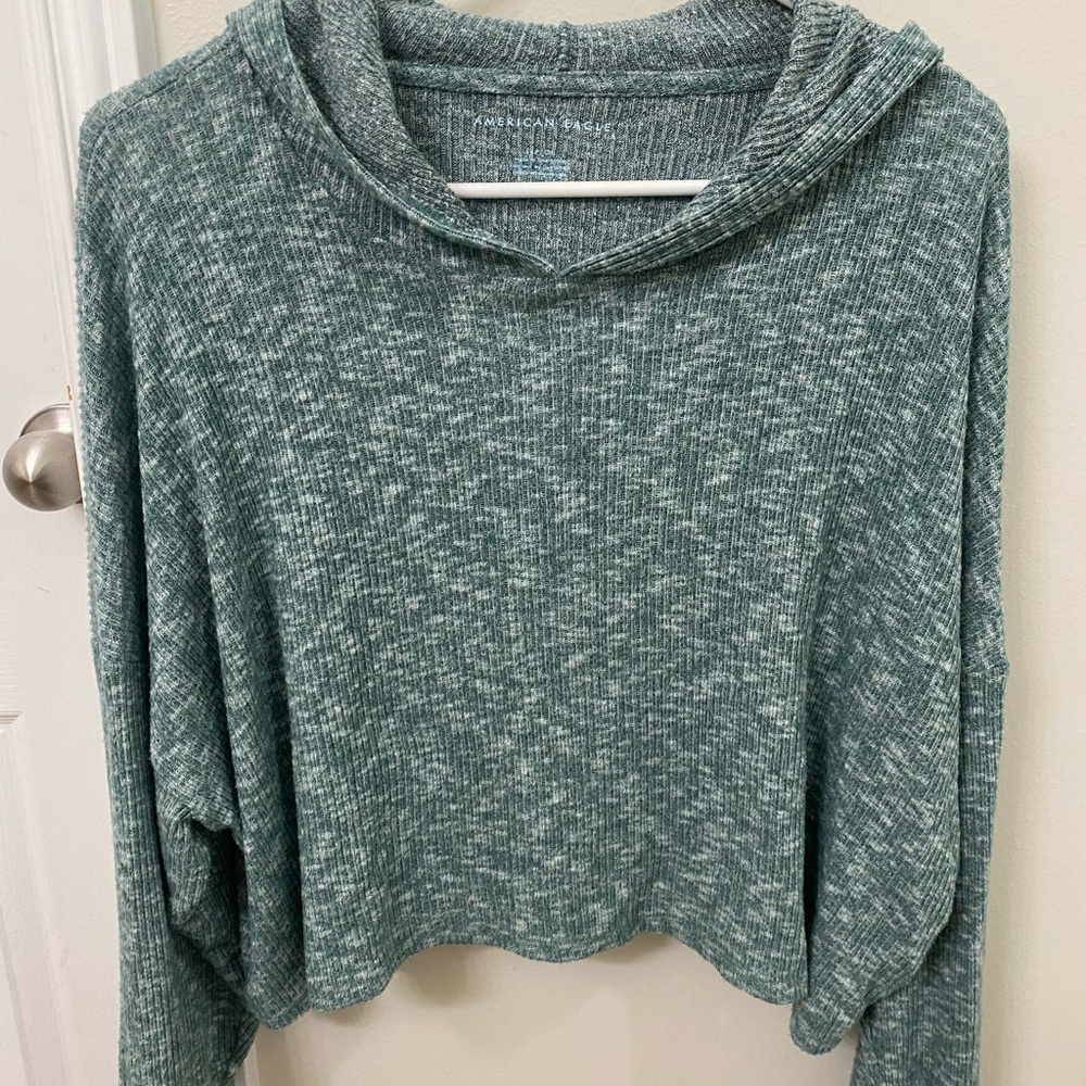 American Eagle Women's cropped hooded shirt